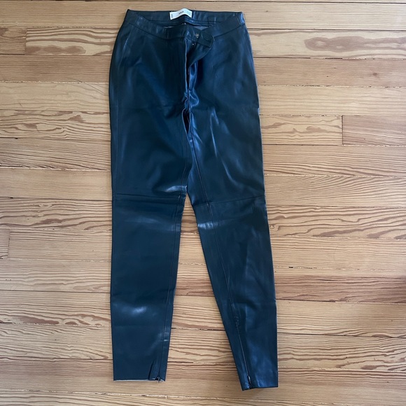 Mango Dark Leather Trousers - Picture 1 of 4